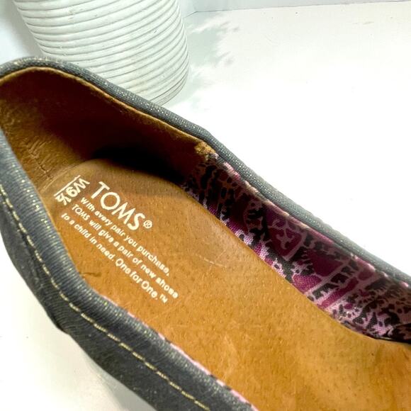 Toms Wedge Sandals Peep Toe Corklike Heel Blue Jean Women’s Shoes Size 9 1/2 - Picture 9 of 15